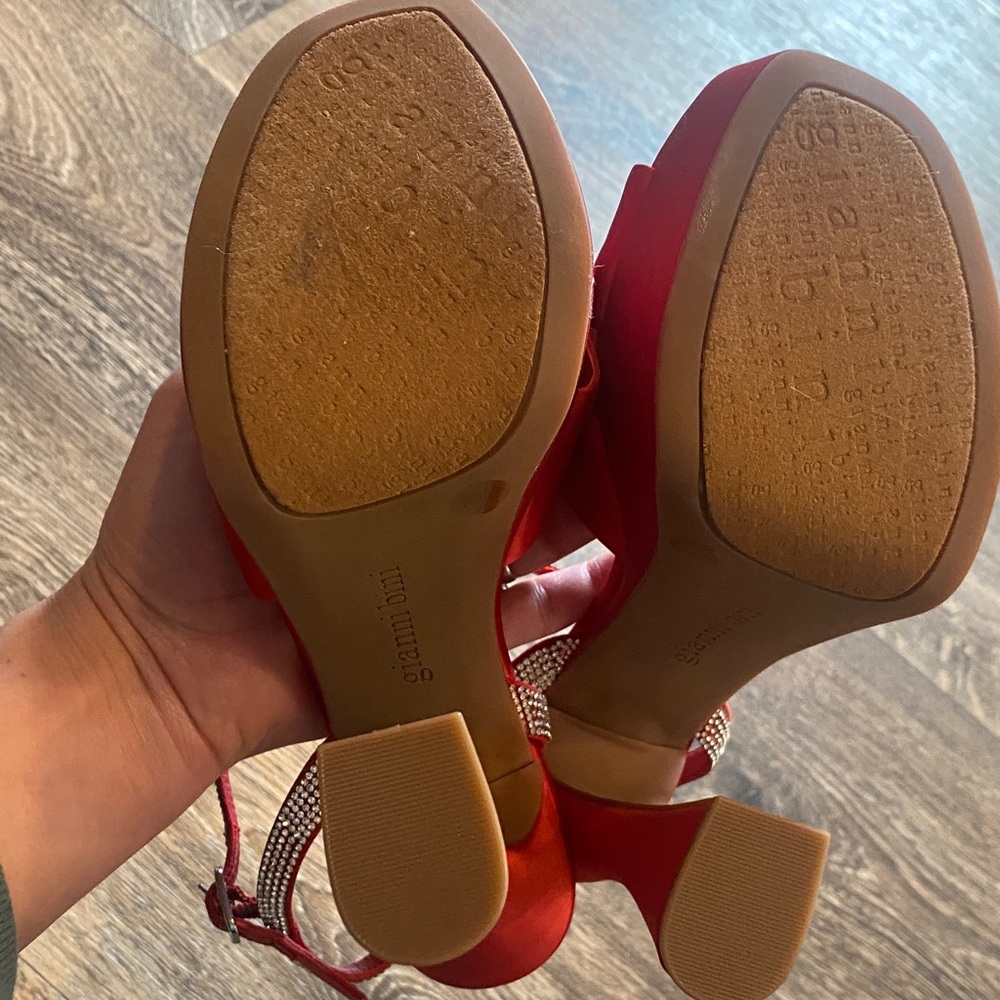 Gianni Bini Scarlet Satin Heels with Sparkling Accents - Picture 9 of 13
